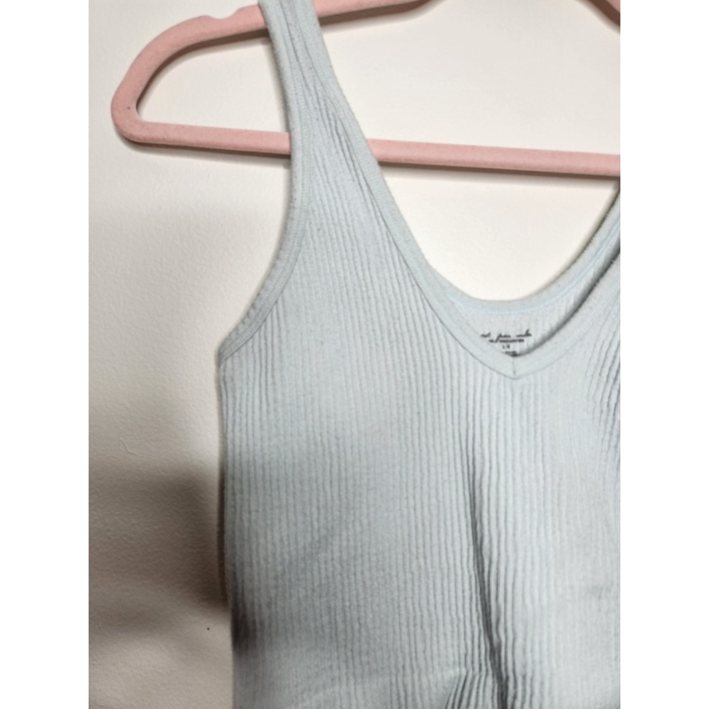 Urban Outfitters Drew Seamless Tank Top‎ Ribbed Modal Blue Size Large - Picture 3 of 8